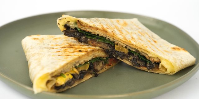 Eggplant & Peppers w/ Mushrooms & Cheese Sandwich