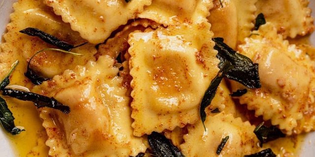 Butternut Squash Ravioli w/ Brown Butter Rosemary & Sage