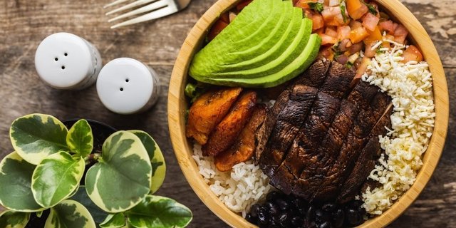 Vegan Grilled Portobello Mushrooms Rice Bowl