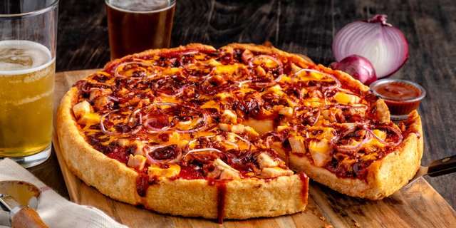BBQ Chicken Deep Dish Pizza