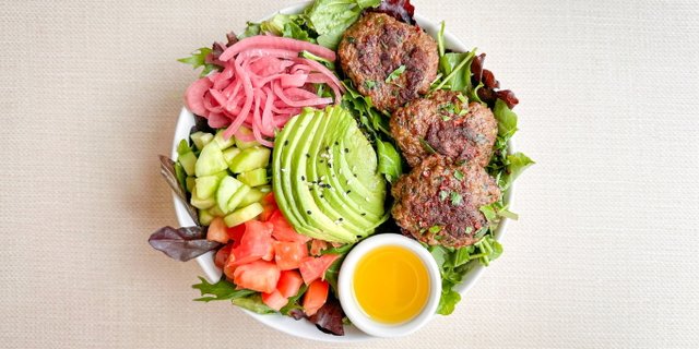 Mediterranean Beef Meatball Salad