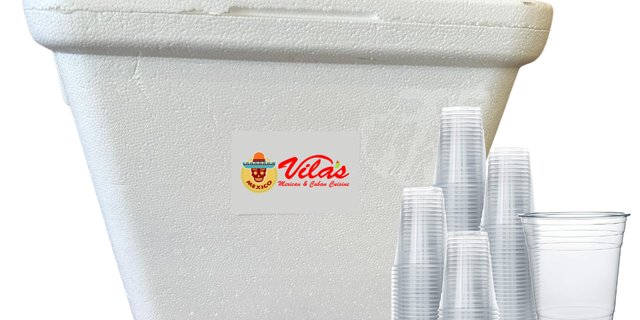 Styrofoam Cooler w/ Ice & Cups