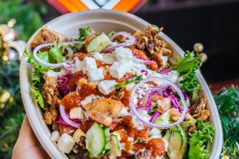 Roasted Chicken Döner Greens & Rice Bowl