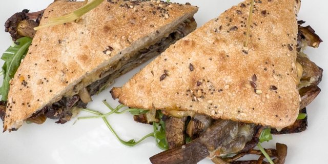 Pecan-Fired Mushroom Melt Sandwich