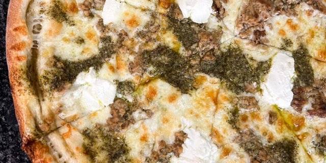 Pesto Meatball Ricotta Pizza