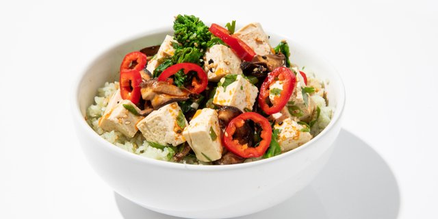 Shiitake Chili Tofu Poke Bowls