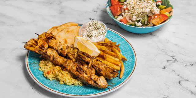 Chicken Souvlaki Skewer Plate