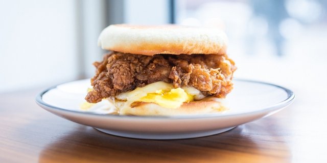 Fried Chicken & Egg Breakfast Sandwich