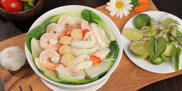 Seafood Egg Noodle Soup