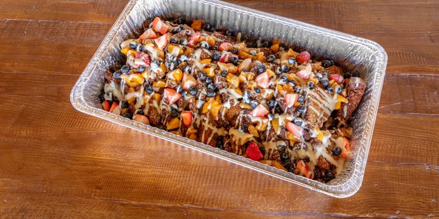 Bourbon Ginger-Peach Baked French Toast
