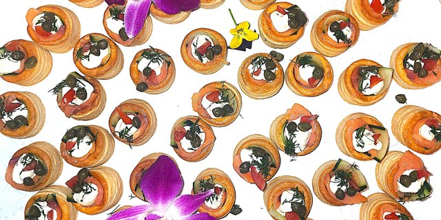 Salmon Curls On Black Bread (Dozen)