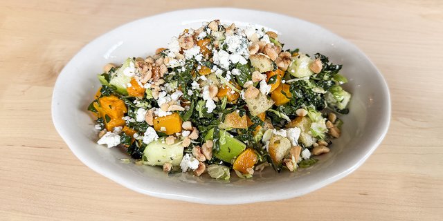 Shaved Brussels Sprout Panzanella Salad
