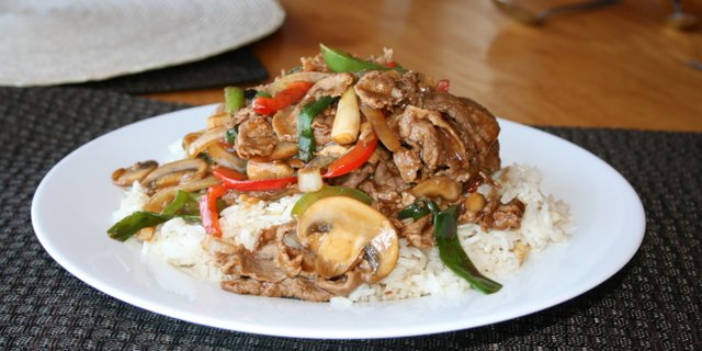 Teriyaki Beef Over Baked Rice