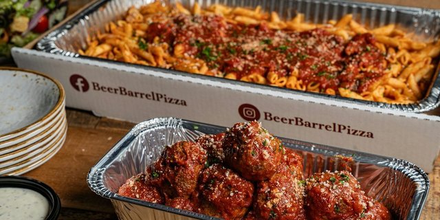 Penne Marinara & Homemade Meatballs - Feeds 10