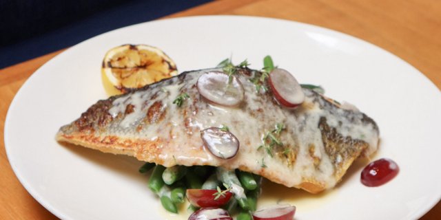 Branzino w/ Blistered Grapes