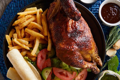 Pollo a la Brasa (Mary's Rottiserie Chicken) Platter