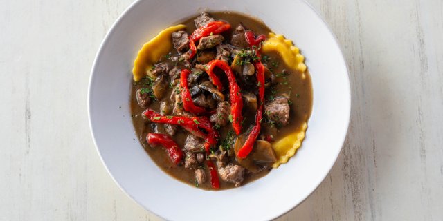 Filet Tips Marsala w/ Ravioli