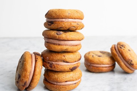 Salted Chocolate Chip Cookie Sandwich Rich Buttercream