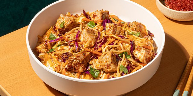 Chili Crisp Noodles w/ Sesame Chicken Bowl