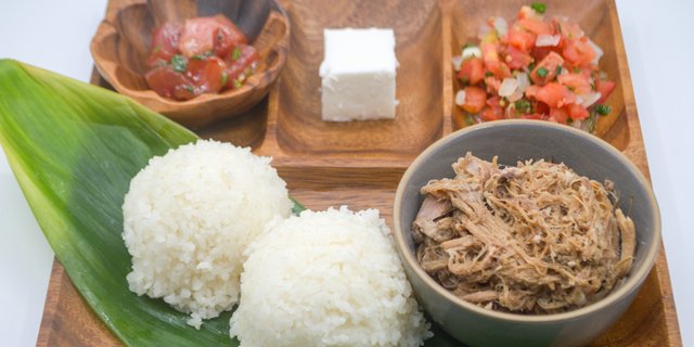 Kalua Pig, Lomi, Poke & Haupia