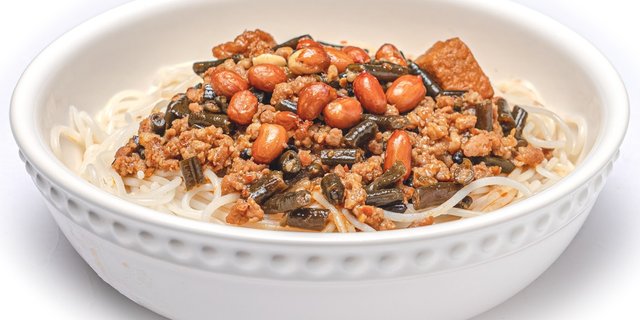 Spicy Ground Pork w/ Sour Beans Noodle Soup