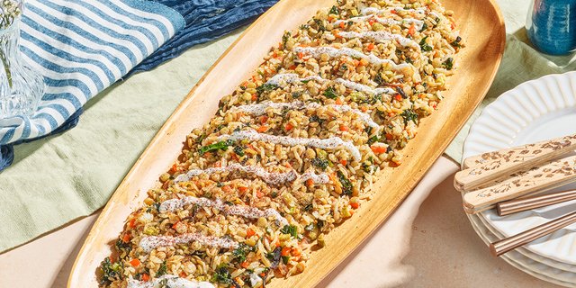 Grilled Asparagus Mujadara