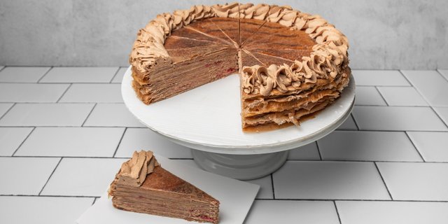 10" Chocolate Raspberry Mille Crepe Cake