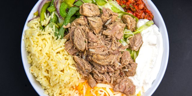 Beef Over Rice Platter
