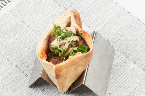 Individual Vegan Meatball Pita Sandwich