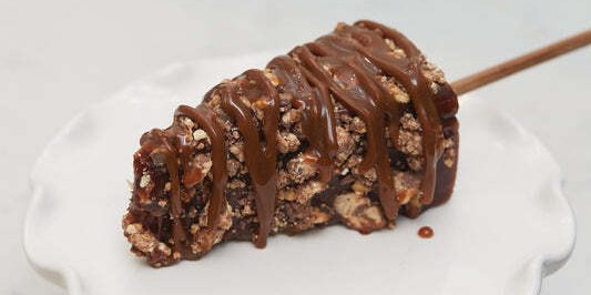 Snickers Bar Cheesecake on a Stick