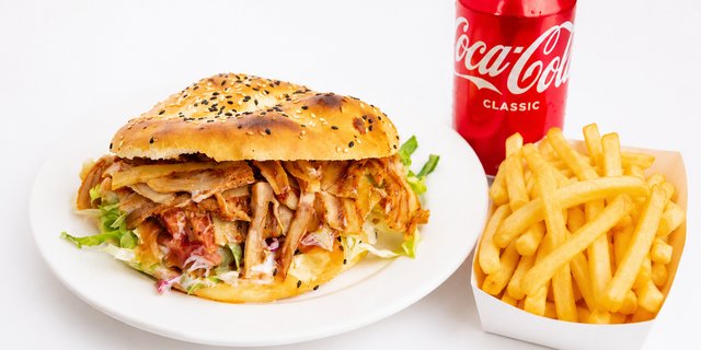 Chicken Doner Tombik Sandwich Combo With Fries And Drink
