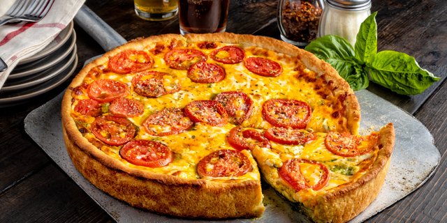 Four Cheese & Pesto Deep Dish Pizza