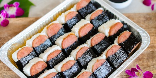 Tray of Spam Musubi