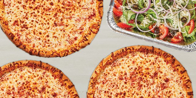 Garden Salad & 3 Cheese Pizzas
