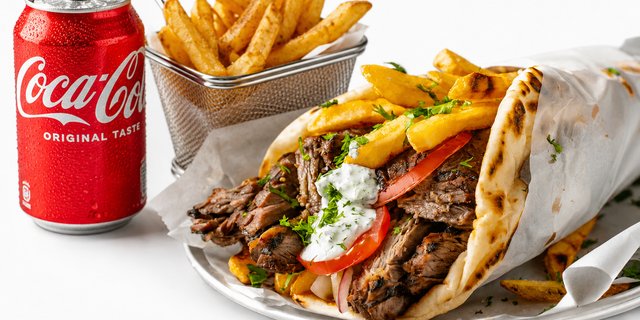 Beef And Lamb Gyro Pita Combo With Fries And Drink