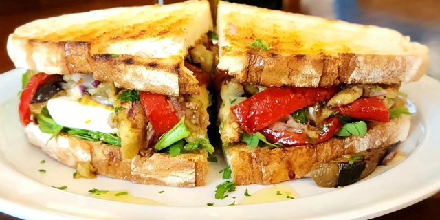 Roasted Eggplant Veggie Sandwich