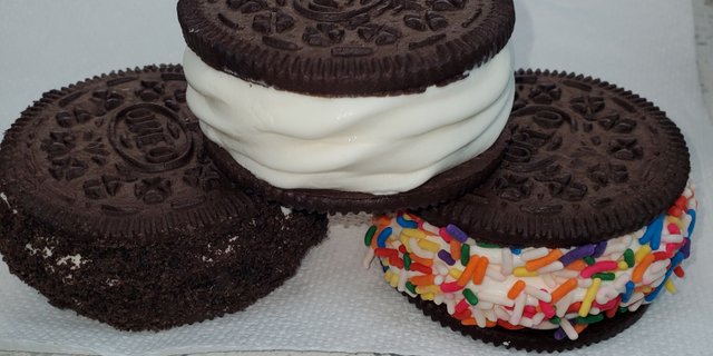 Giant Oreo Ice Cream Sandwiches W/ Rainbow Sprinkles