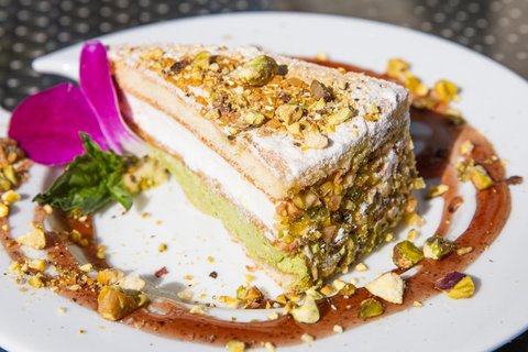 Pistachio & Ricotta Cheesecake Slice