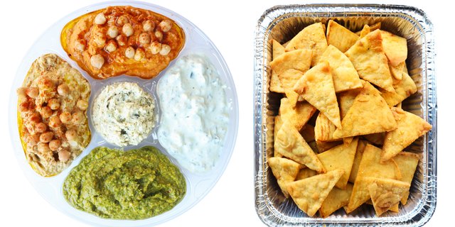 dip platter + garlic herb pita chips