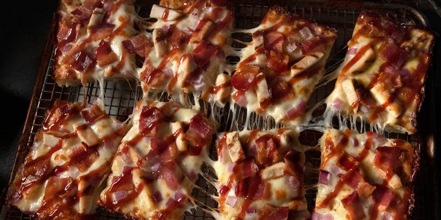 Detroit-Style BBQ Chicken Pizza