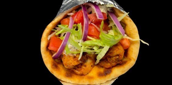 Shrimp Souvlaki Pita