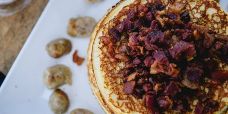 Keto Friendly Pancakes w/ Bacon & Pork Sausage