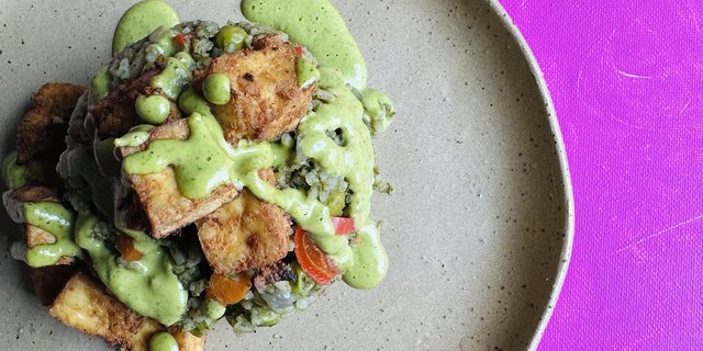 Arroz Verde Con BBQ Tofu