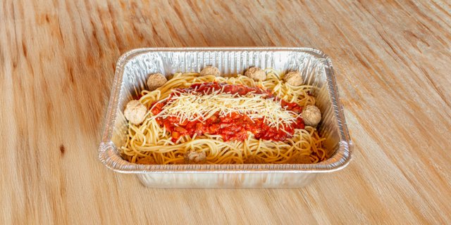 Baked Spaghetti, Meatballs & Marinara