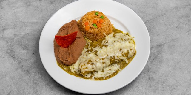 Green Chicken Enchiladas Plate