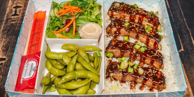 Sticky Asian Pork Ribs Bento Box