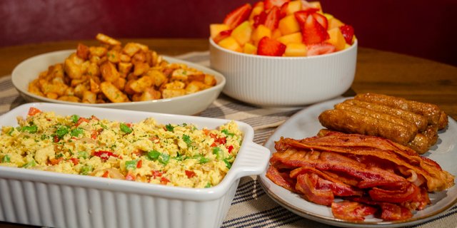 Hot Brunch Buffet w/ Pepper & Onion Scrambled Eggs