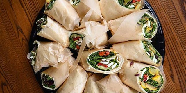 Roasted Veggie & Fresh Mozz Wrap Party Platter