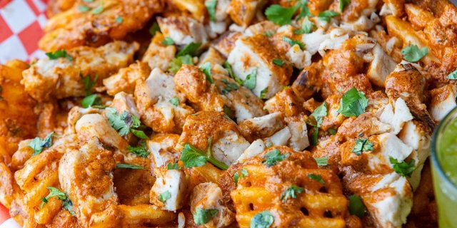 Butter Chicken Waffle Fries