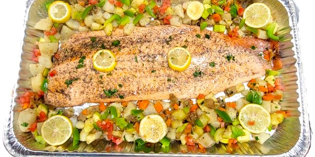 Baked Salmon W/ Roasted Veggies